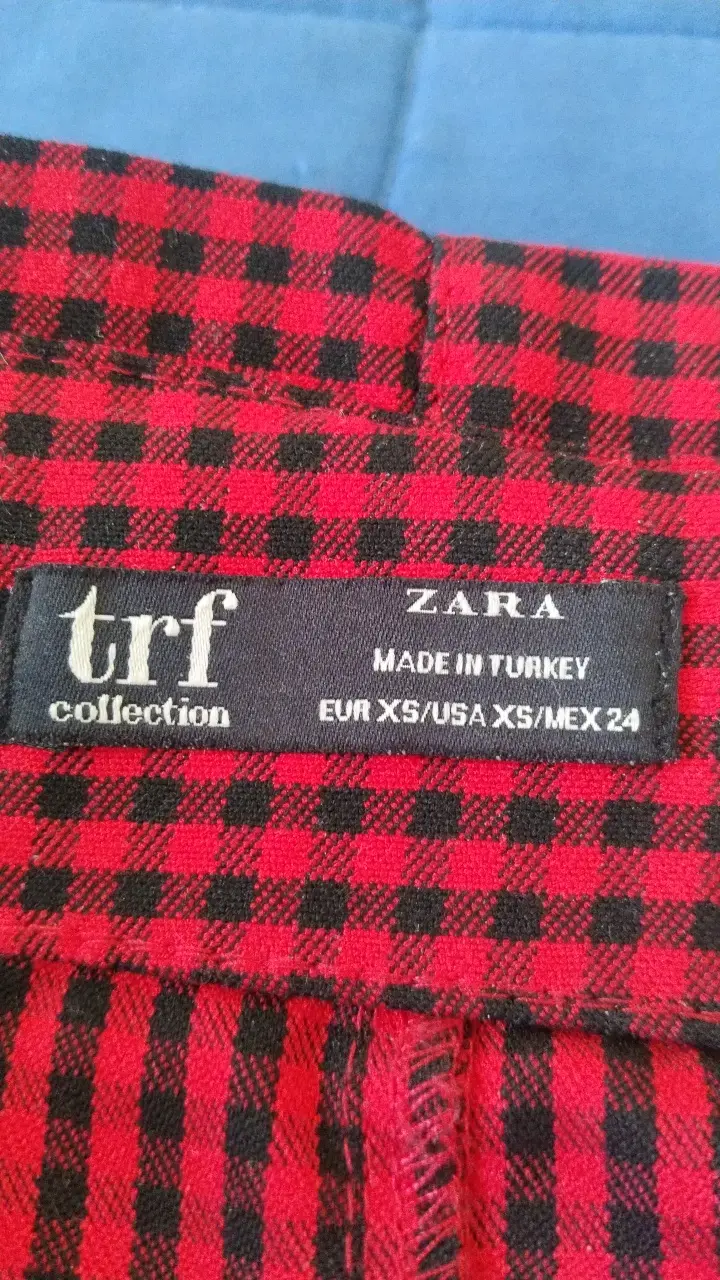 Falda lápiz roja a cuadros Zara TRF - 4