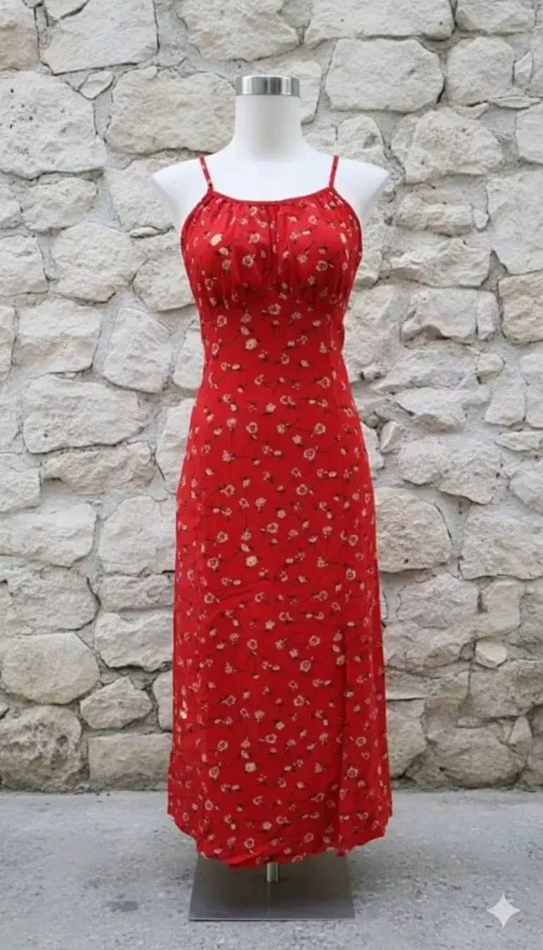 Vestido largo rojo L - 1