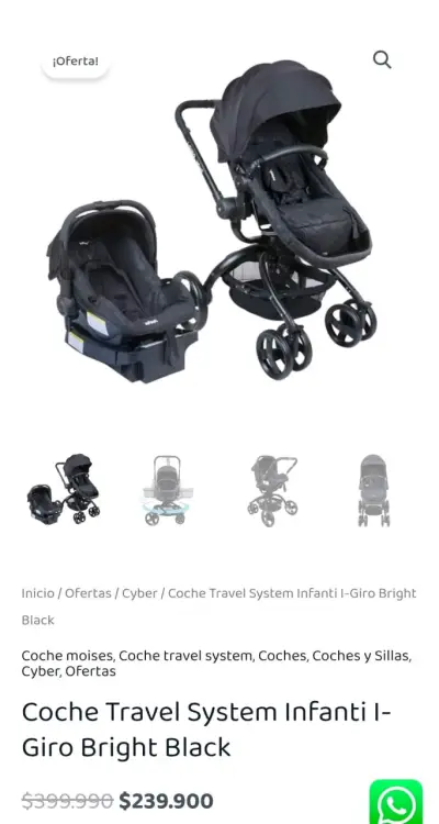 Coche Travel System Infanti I-Giro360 Bright Black - miniatura 1