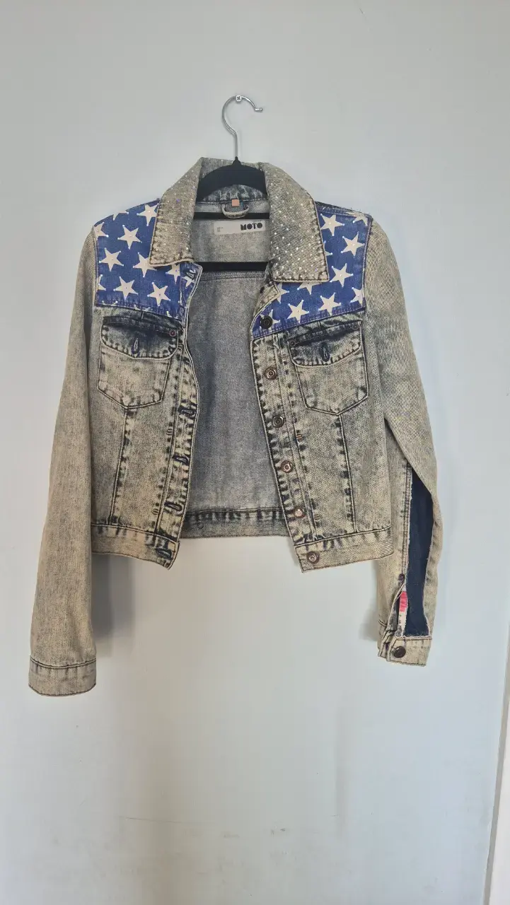 Chaqueta mezclilla Topshop MOTO estrellas - 1
