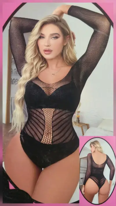 Body de encaje negro con diseño sexy - miniatura 1