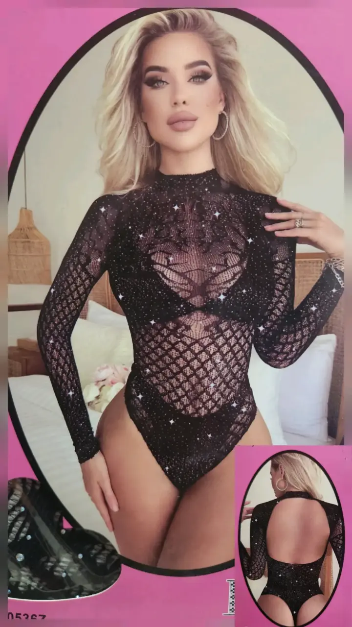 Body de encaje negro con diseño sexy - 2