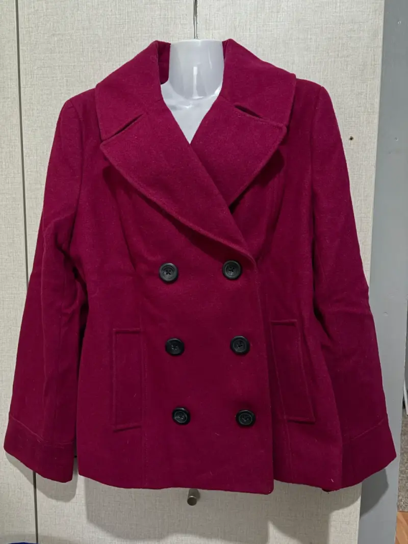 Abrigo de lana rojo para mujer - 1