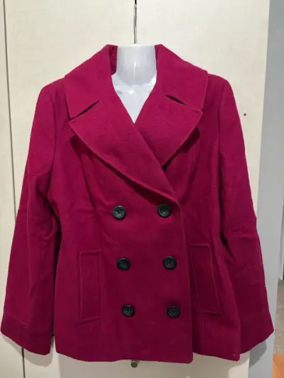 Abrigo de lana rojo para mujer - miniatura 2