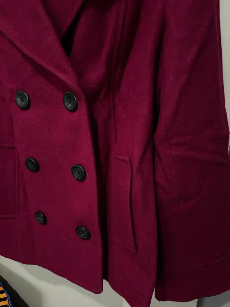Abrigo de lana rojo para mujer - 4