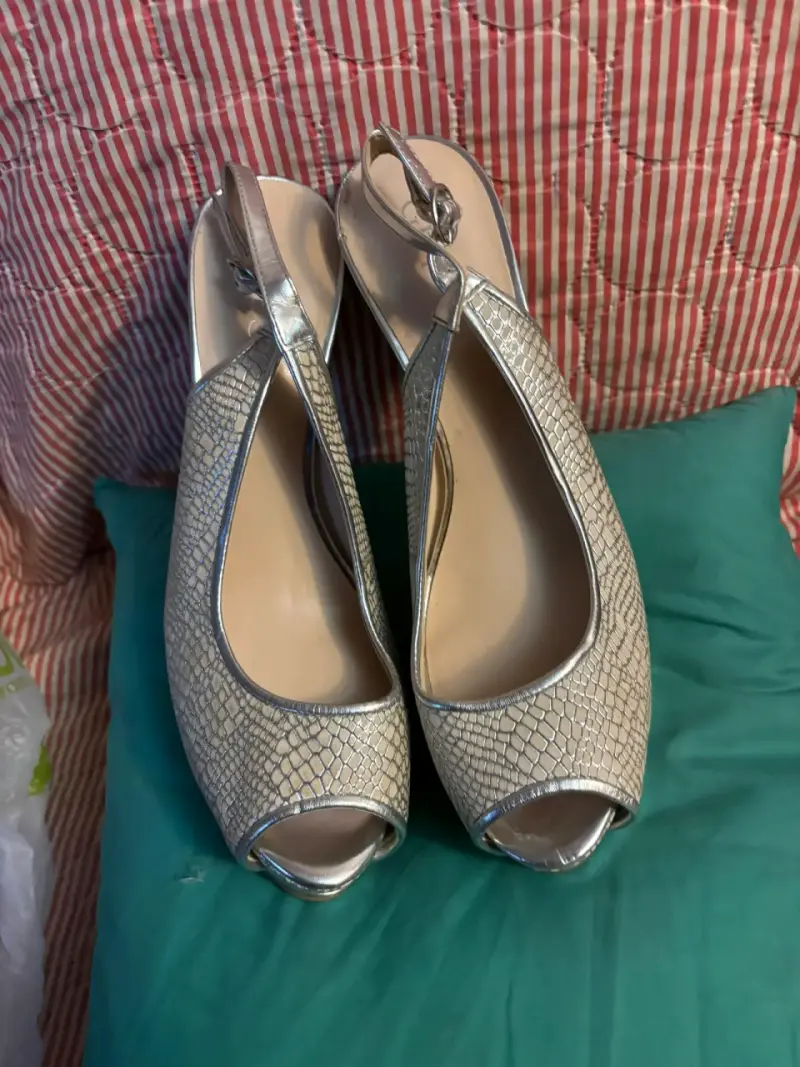 Sandalias Guess plateadas con diseño reptil