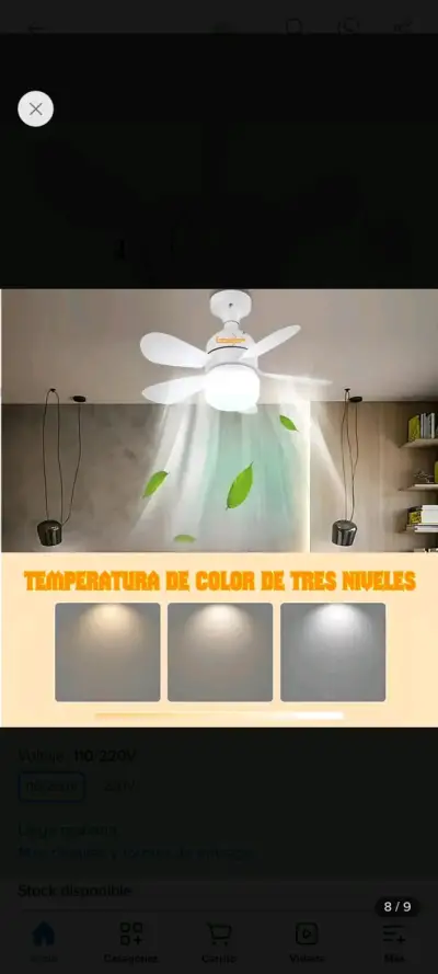 Ventilador de techo con luz y control remoto - miniatura 2