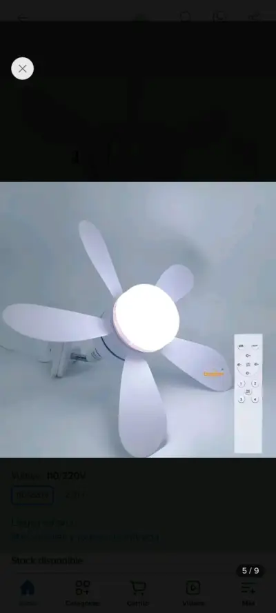 Ventilador de techo con luz y control remoto - miniatura 5