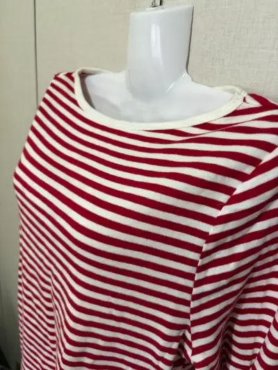 Polera rayada roja y blanca para mujer - miniatura 1