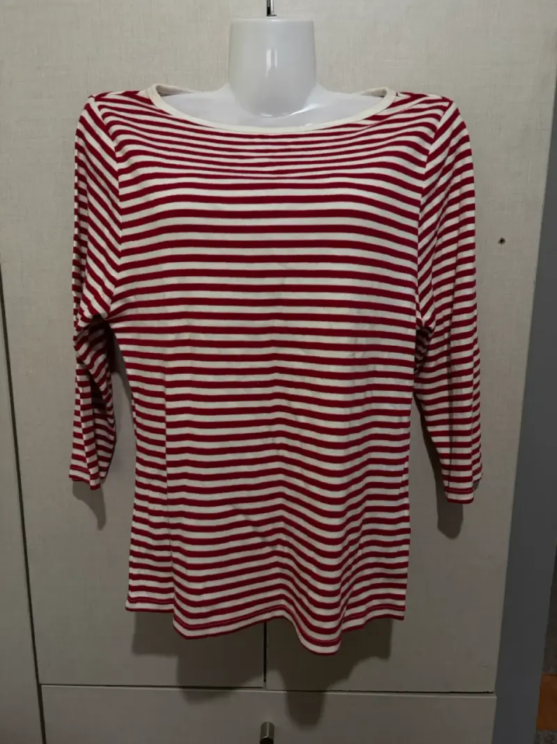 Polera rayada roja y blanca para mujer - 2