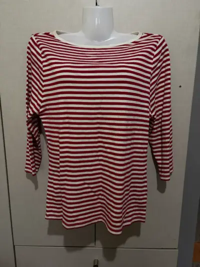 Polera rayada roja y blanca para mujer - miniatura 2