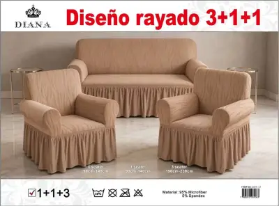 Fundas para sofá diseño rayado 3+1+1 Diana - miniatura 2