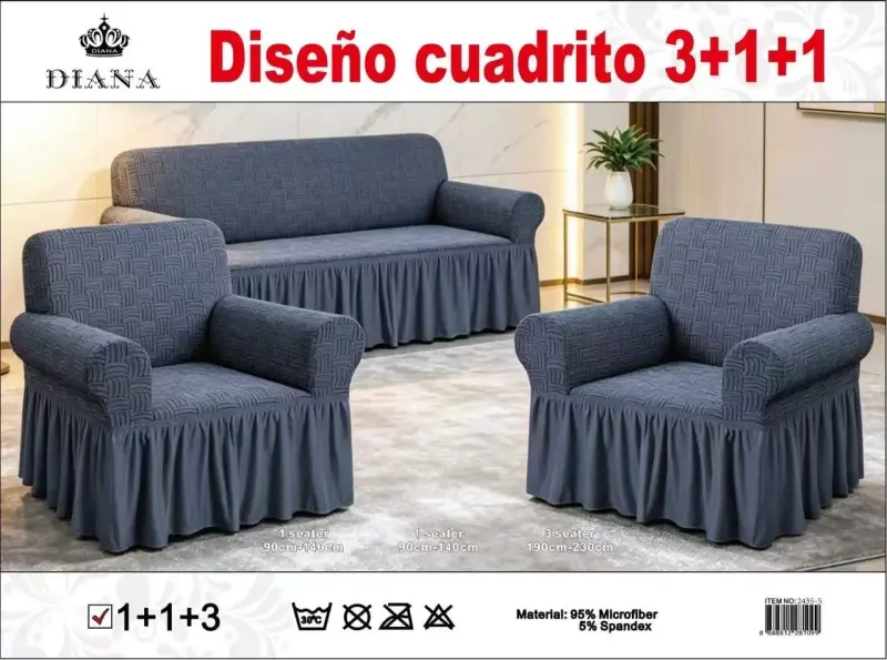 Fundas para sofá diseño rayado 3+1+1 Diana - 6