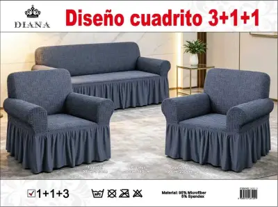 Fundas para sofá diseño rayado 3+1+1 Diana - miniatura 6