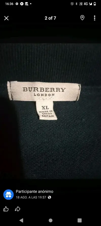 Polera Azul Burberry XL - miniatura 2