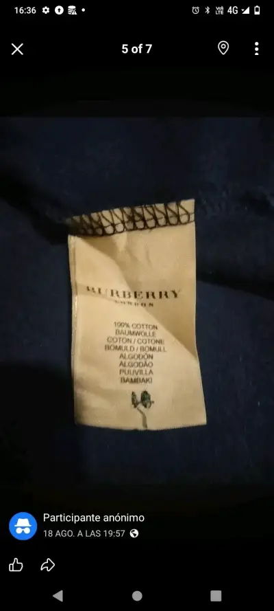 Polera Azul Burberry XL - miniatura 5