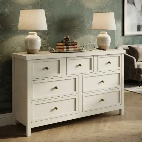 Cómoda de Madera Blanca con Cajones - 1