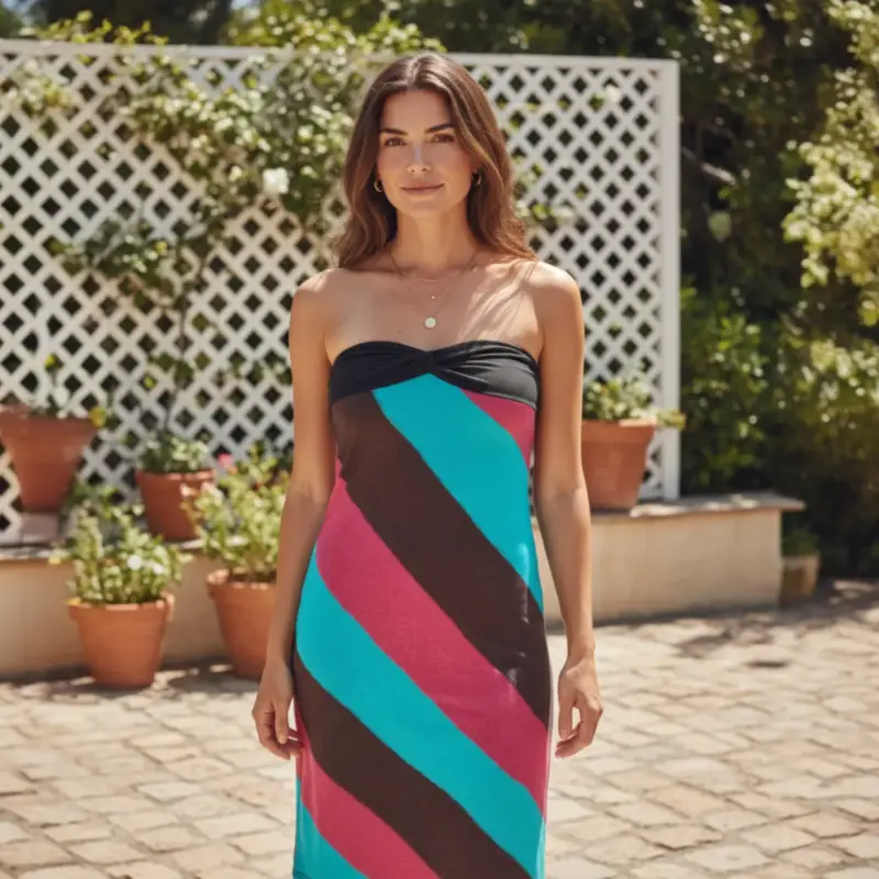 Vestido Strapless Maxi Rayas Cactus Talla XS - 2
