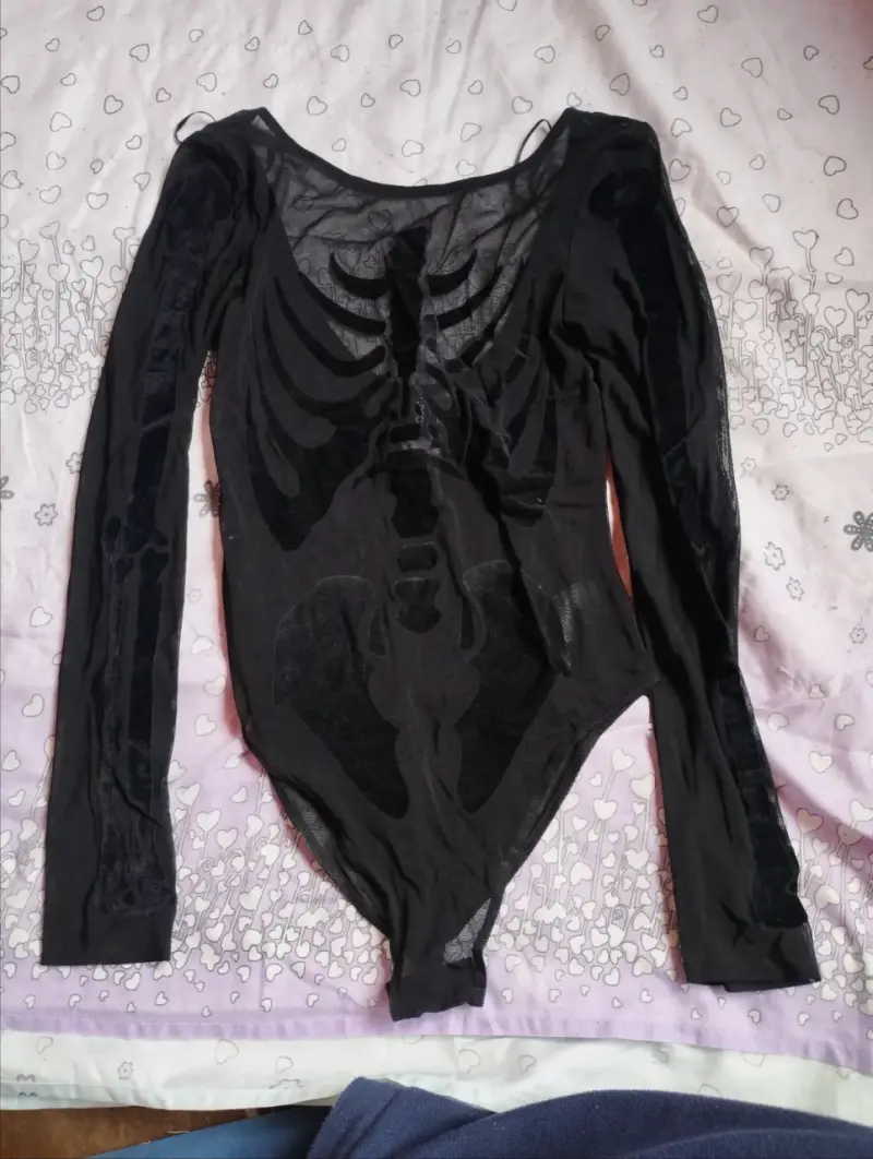 Body negro con diseño de esqueleto para mujer - 1