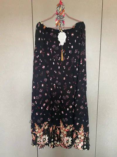Falda larga floral negra Umbrale - miniatura 1