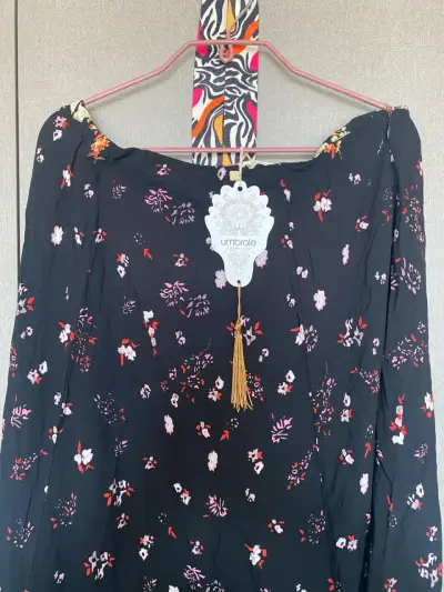 Falda larga floral negra Umbrale - miniatura 2