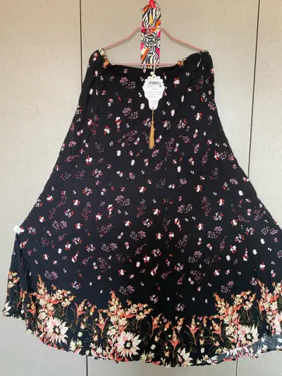Falda larga floral negra Umbrale - miniatura 6