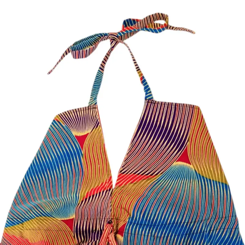 Vestido Playero Halter Algodón Africano Talla L - 2