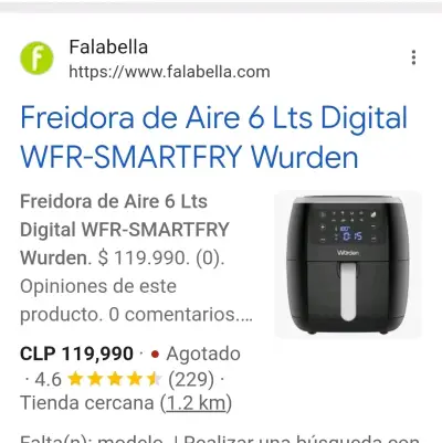 Freidora de Aire Wurden 6L Digital - miniatura 5