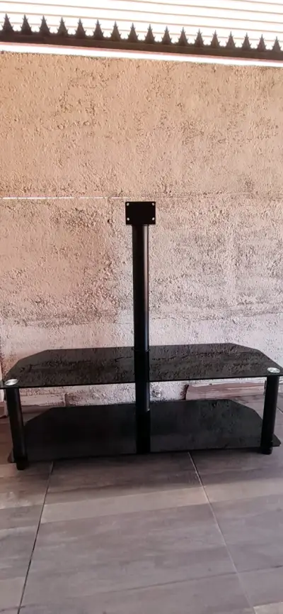 Rack Soporte de TV de vidrio negro con estante - miniatura 2