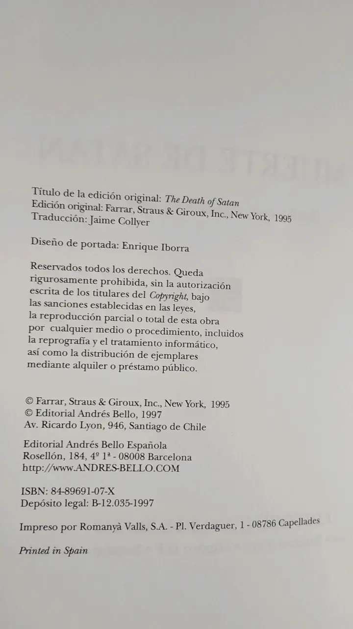 Libro 'La Muerte de Satán' de Andrew Delbanco - 2
