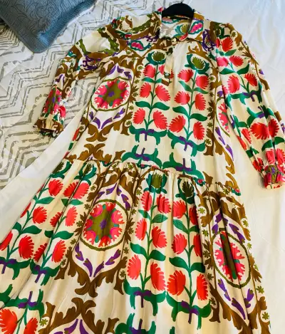 Vestido largo estampado floral bohemio - miniatura 1