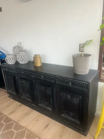 Aparador de madera negro vintage - miniatura 2