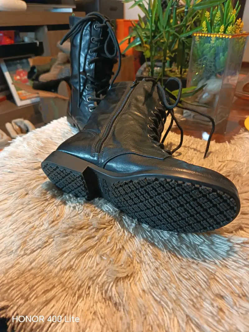 Botas de cuero  sintético negro con cordones - 5
