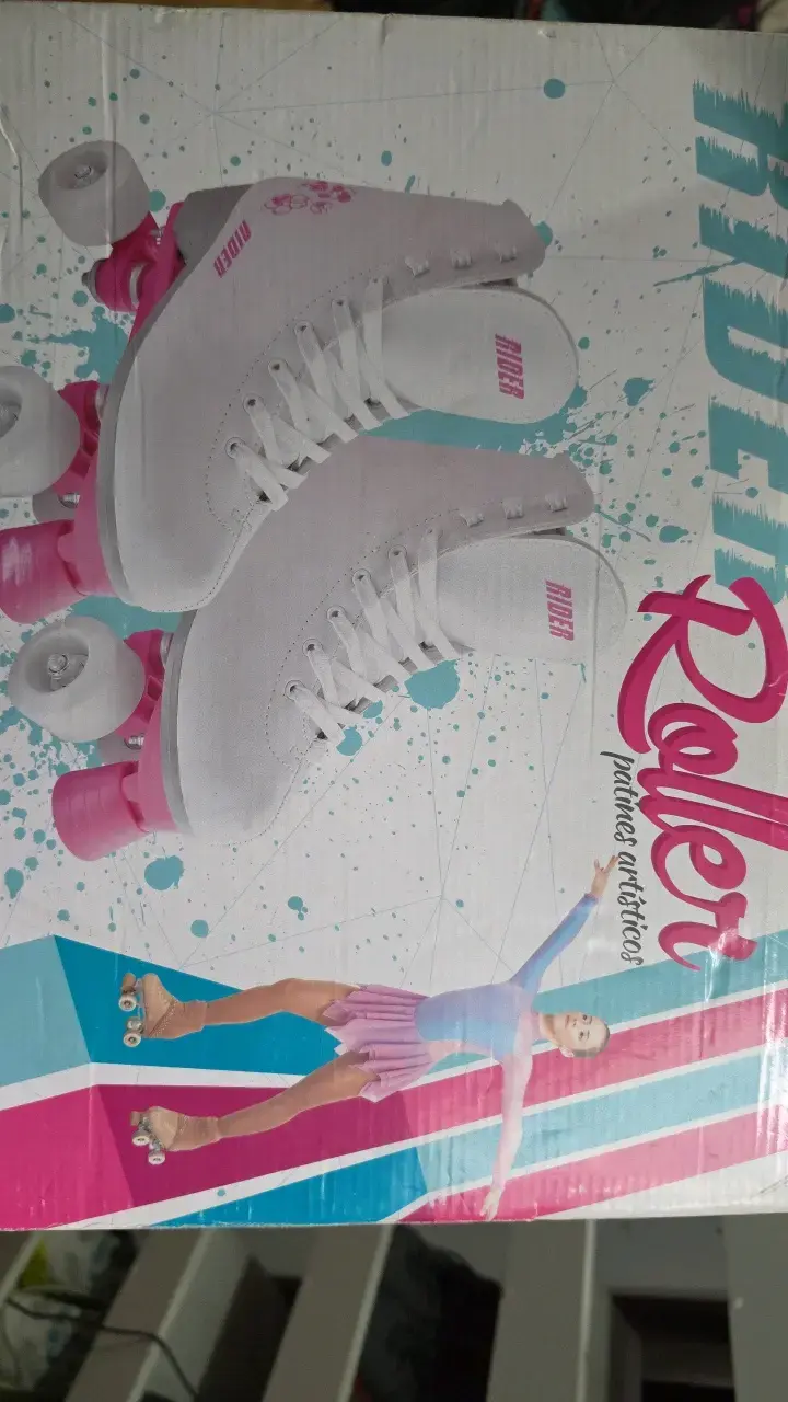 Patines artísticos Rider blancos con ruedas rosas - 1