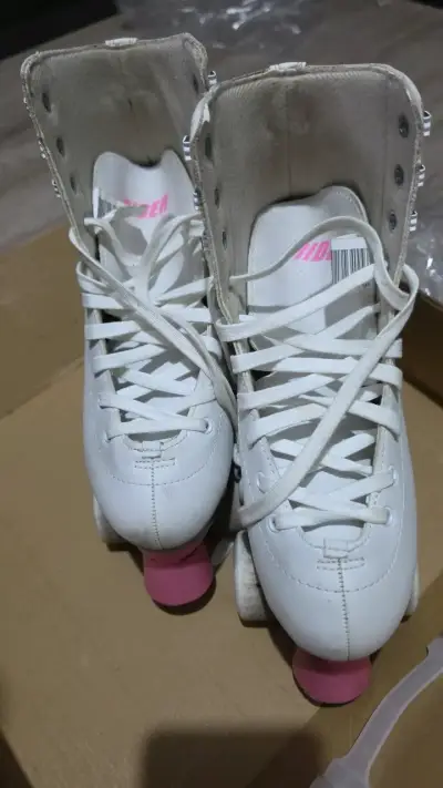Patines artísticos Rider blancos con ruedas rosas - miniatura 2