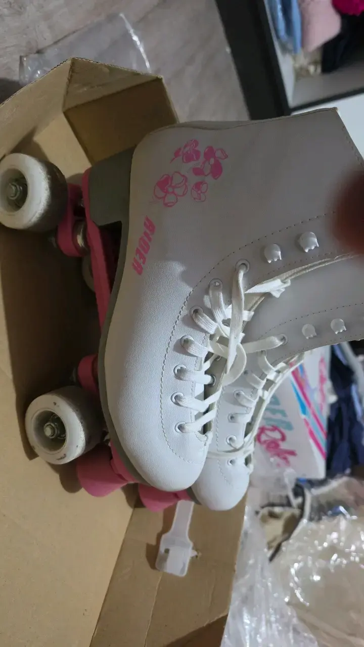 Patines artísticos Rider blancos con ruedas rosas - 3