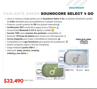 Parlante Bluetooth Anker Soundcore Select 4 Go - miniatura 2