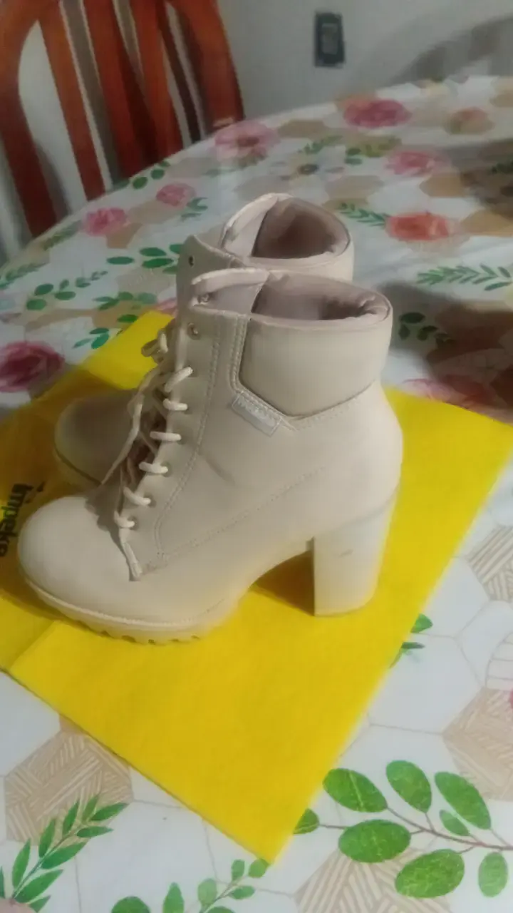 Botines de tacón beige para mujer talla 36 - 2