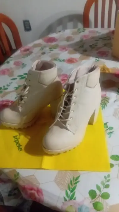 Botines de tacón beige para mujer talla 36 - miniatura 6