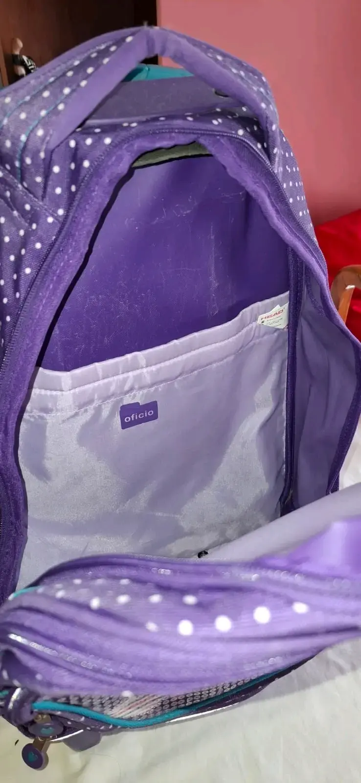 Mochila escolar morada con ruedas Head - 2