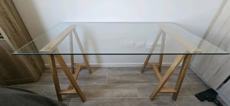Mesa de Escritorio de Vidrio y Madera - 3