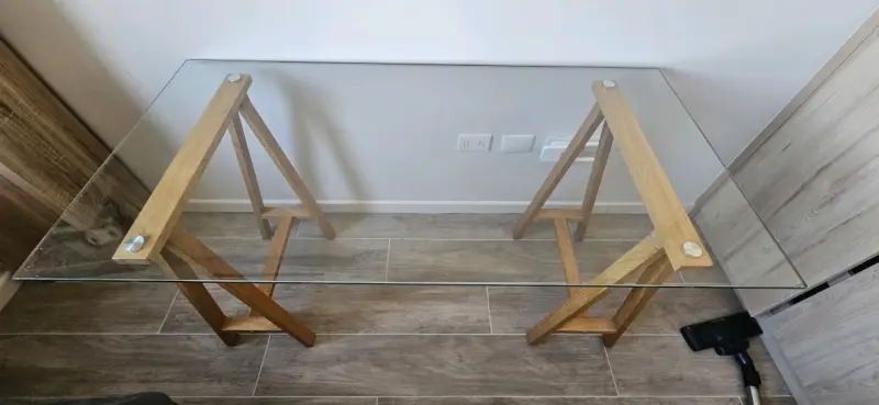 Mesa de Escritorio de Vidrio y Madera - 4