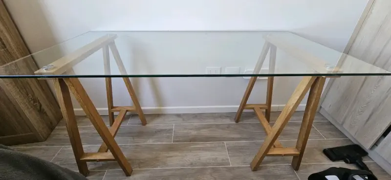 Mesa de Escritorio de Vidrio y Madera - 5