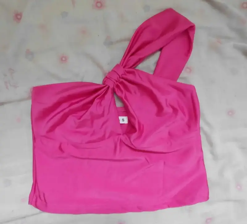 Top fucsia con lazo para mujer talla S - 1