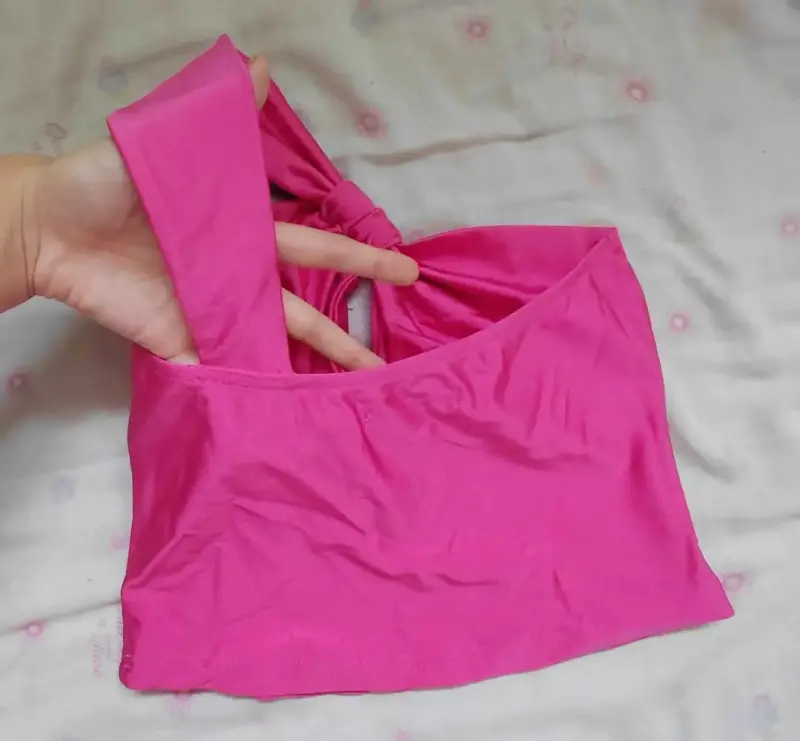 Top fucsia con lazo para mujer talla S - 2