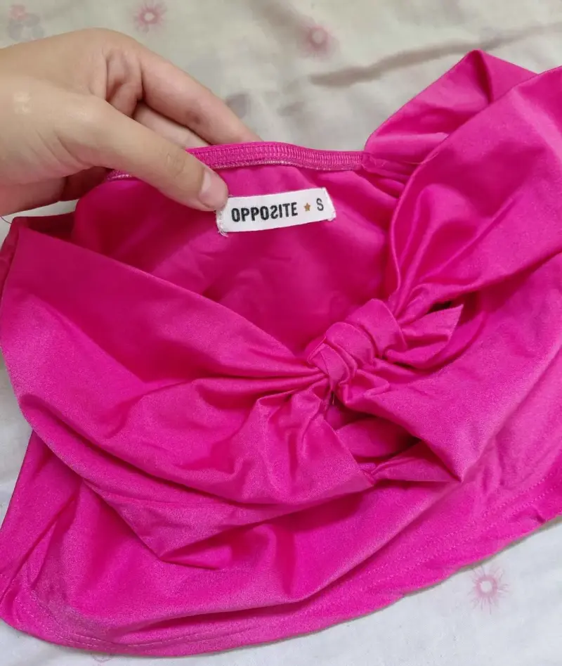 Top fucsia con lazo para mujer talla S - 3