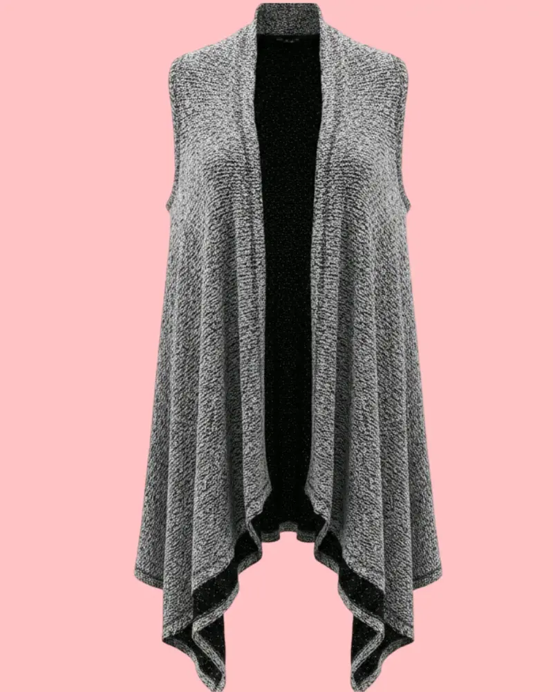 Cardigan sin mangas gris para mujer - 1