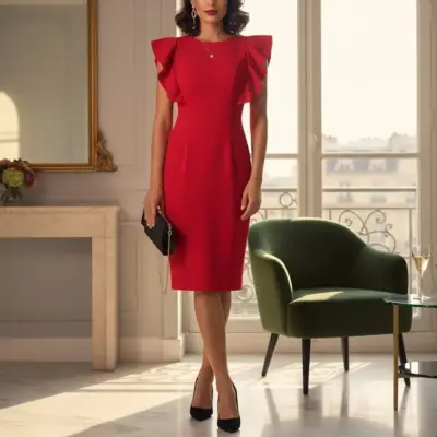 Vestido Formal Rojo Calvin Klein Talla XS - miniatura 5
