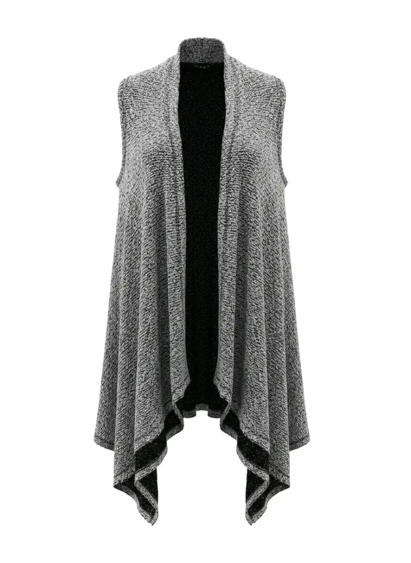 Cardigan sin mangas gris para mujer - 2