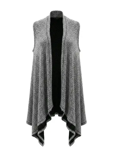 Cardigan sin mangas gris para mujer - miniatura 2